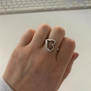 Tiffany & Co. Silver Open Heart Ring - Size 7